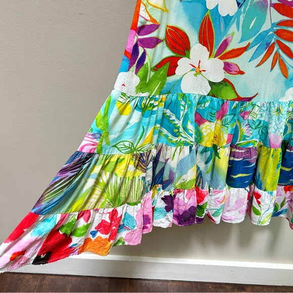 Jams World~Tiered Tropical Floral Wearable Art Hawaiian Hattie LUAU Dress~ sz XS - Picture 4 of 13